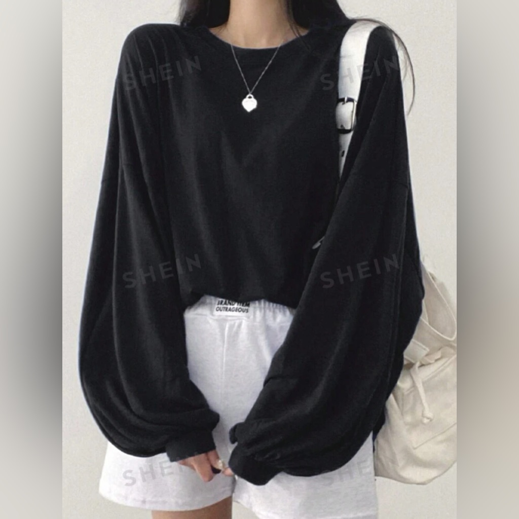 Solid Drop Shoulder Oversized Tee